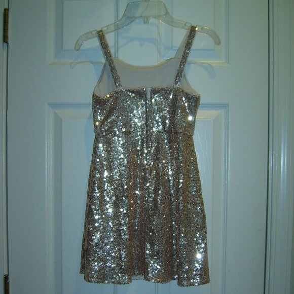 Cat & Jack Gold Sequin Dress with Black Bow, Sz S (6x-7) - Picture 3 of 4